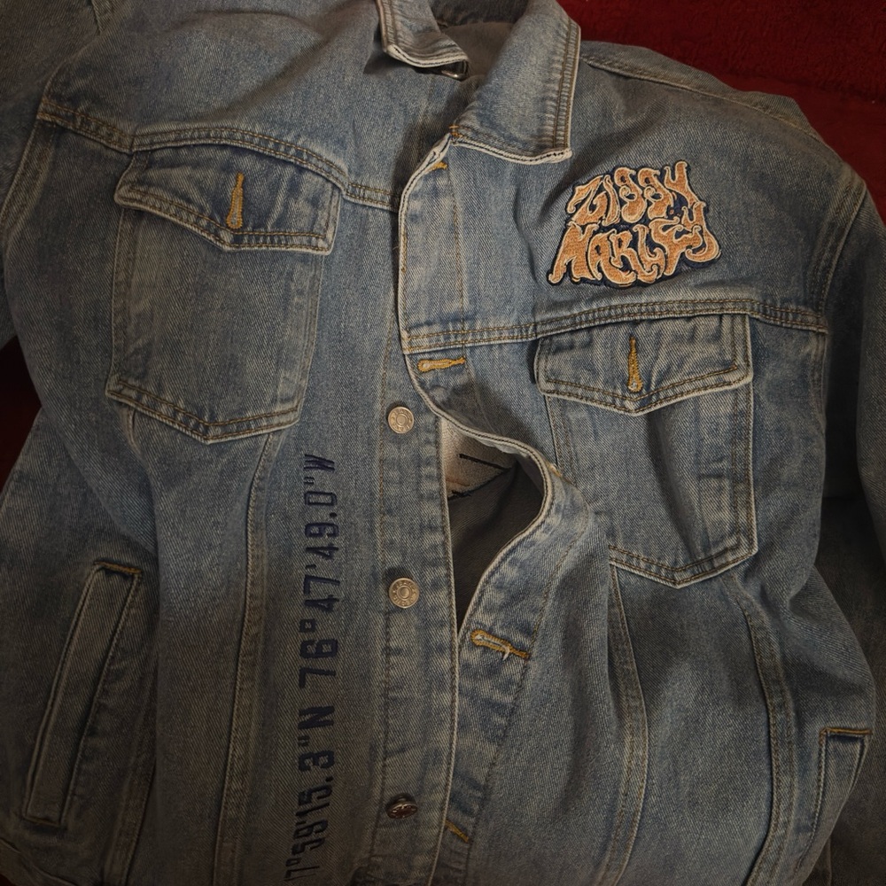 Denim Jacket With Embroidered Patch - image 1